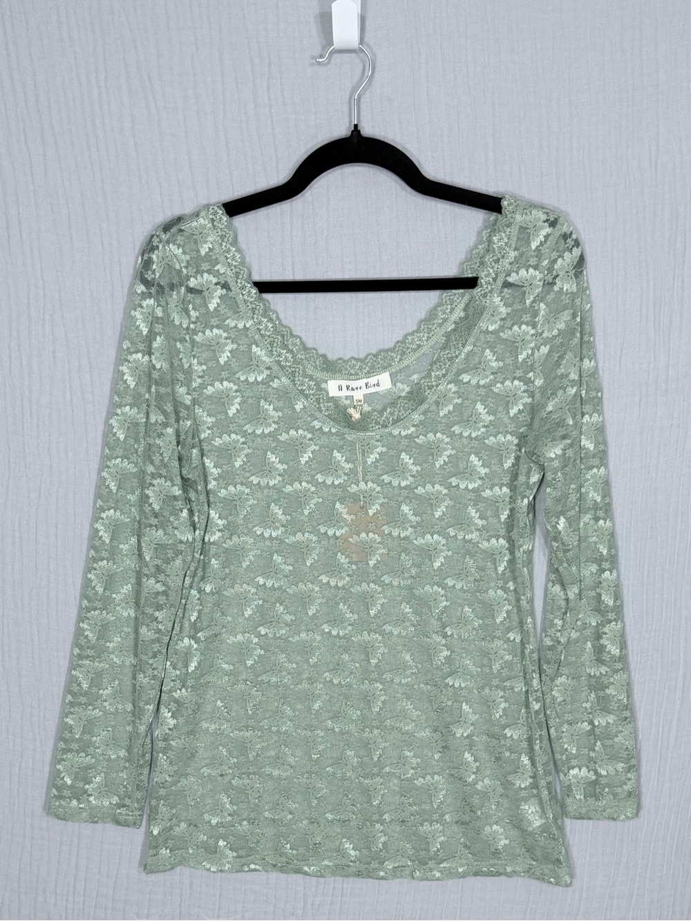 🦋 A Rare Bird Mint Butterfly Floral Lace Mesh Top NWT Size S/M